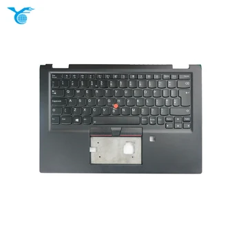 YYHC02HL542 Yoga X390 Поставка за ръце Капак с тъчпад Клавиатурата Украйна Черен лаптоп с подсветка