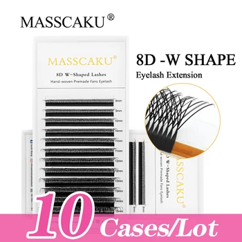 MASSCAKU New 10 бр./лот 3D, 4D и 5D 6D 7D, 8D W-Образни Готови Фен Bloom За Изграждане на Миглите Естествени Меки Професионални Мигли