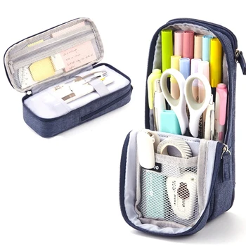 Чанта за писалки ANGOO, двуслойни сгъваем държач за телефон, канцеларски материали, ученически пособия