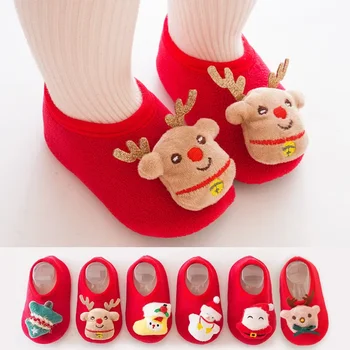 Детски Зимни Трансгранични Коледни Чорапи с участието на лосове, детски Чорапи на Дядо Коледа, червени чорапи с участието на лоса за деца