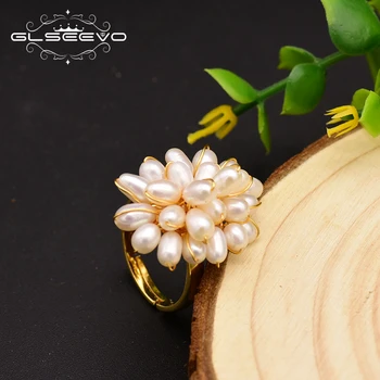 GLSEEVO, Сребро Проба 925, Естествена Пресноводная Бяла перла, Пръстен във формата на сърце За жени, Сватбени Изящни бижута ръчна изработка GR0235