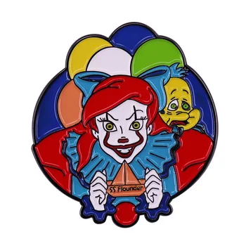 Креативна Забавно Русалка Ариел Цирк клоун наряжается метална икона Тенденция игли за яката и Изискани бижута Женски аксесоари