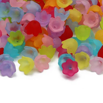 Акрилни мъниста във формата на цвете цвят матово 7x10 mm, Шестилепестковые свободни мъниста-подпори, за производство на бижута, обеци ръчно изработени аксесоари