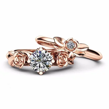 1 чифт Творчески Изискани цветни набори, пръстени, мода пръстените в европейския и Американския стил, Дамски официални комплекти бижута за годеж