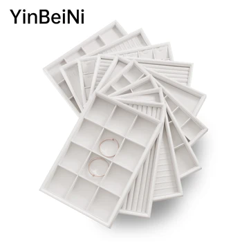 YinBeiNi Преносим калъф за бижута, изработени от бяла изкуствена кожа с възможност за стифиране, пръстен, обици, колие, гривна, кутия за съхранение за изложбата в една витрина