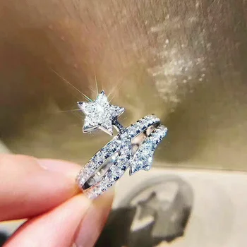 CAOSHI Елегантна жена пръстен на пръст с изящен дизайн, брилянтен цирконий, Аксесоари за сватбени тържества, Бижута подарък за скъп момичета
