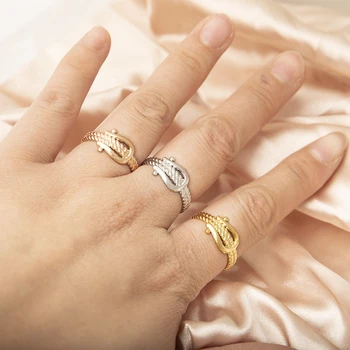 Геометрични пръстени от неръждаема стомана в стил пънк за жени Златист цвят, Регулируема халка на пръста си от неръждаема стомана, чар, за момичета с Елегантна перла за партита