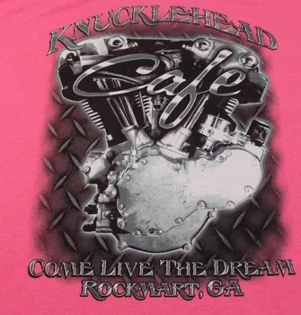 Риза Knucklehead Cafe за възрастни 2XL XXL, Розови мотоциклети, Класическата бира, Унисекс с дълъг ръкав