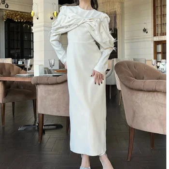 Дамско елегантно и красиво луксозно рокля за бала Muloong с кръгло деколте и дължина до щиколоток
