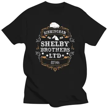 Мъжки дрехи Мъжки Дрехи Реколта Тениска Peaky Blinder Мъжка Тениска От Чист Памук, Birmingham Shelby Brothers С Ръкави О-образно деколте T-Shi