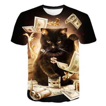 2023 Гореща Разпродажба Galaxy Space 3D Фланелка на Гръмотевична Cat Забавна Тениска С Принтом За Мъже И Жени, Модни и Ежедневни Лятна Тениска С Къс Ръкав
