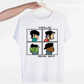 Тениска Gorillaz Rock Band ChakaKhan Noodle Murdoc Russel С Кръгло деколте И къси Ръкави, Лятна Неофициално Модна Тениска Унисекс За Мъже И Жени