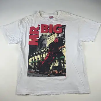 Реколта риза Mr . Big 1992 година Lean Into It Tour е Бял на цвят с дълъг ръкав XL