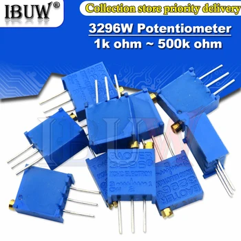 10ШТ 3296 W потенциометър с прецизионным регулируемо съпротивление многооборотной резитба 1K 2K 5K 10K 100K 103 100R Потенциометър за Подстригване