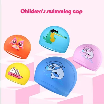 Мультяшная шапка за плуване, детска шапка за басейна, водоустойчив защита на ушите, шапка за плуване за момичета и момчета, за гмуркане