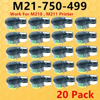 10 ~ 20PK-Нова Версия Чиповых Мрежести Етикети За Презареждане Касета M21 750 499 За M210, M211 Labeller Printer Черно на бяло, 19,1 мм