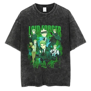 Лятна Тениска Оверсайз Harajuku Streetwear, Выстиранная Тениска С Японското Аниме Spy x Family Graphic, Реколта Блузи С Къс Ръкав, Тениски