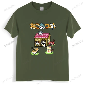 Лятна новата модерна тениска с кръгло деколте и шарките на аниме Неко Ацумэ, мъжка риза, маркови ризи shubuzhi, мъжки ежедневни риза