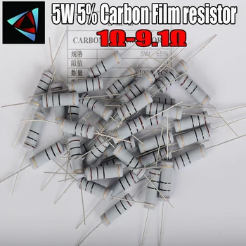 5шт 5 W 5% Въглероден филмът резистор 1R ~ 1 М 1 1.2 1.5 1.8 2 2.2 2.4 2.7 3 3.3 3.6 3.9 4.3 4.7 5.1 5.6 6.2 6.8 7.5 8.2 9.1 ом