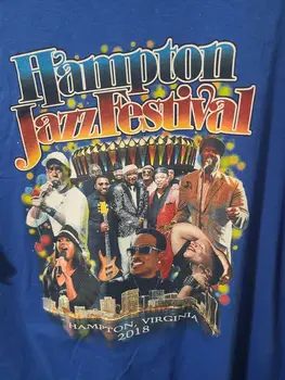 Hampton Jazz Festival 2018 Xl Много голяма мъжка тениска с къс ръкав в синьо лого