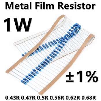 (50шт) 1 W Метален филмът резистор 1% пятицветный околовръстен точност резистор 0.43 R 0.47 R 0.5 R 0.56 R 0.62 R R 0.68