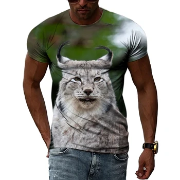 Мъжка тениска с 3D-принтом и шарките на тръс 2023, лятна модна тениска с къс ръкав и кръгло деколте, ежедневни забавна тениска, дрехи