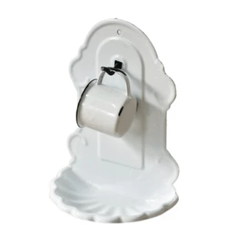 Емайл ретро държач за сапун ръчно изработени релефни, поставка за сапун с плетене на една кука, чаша за миене на зъбите, Стенен монтаж комплект резервни части за баня