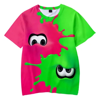 Splatoon Black Калмар Kids Готина Сладка Лятна тениска Градинска 3D Ежедневни Тениска За момчета /Момичета Модни Летни тениски С къс ръкав