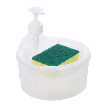С притежателя на гъба Подвижна течност за кухня Пластмасова опаковка сапун за измиване на съдове Компактен бял натиснете Голям капацитет