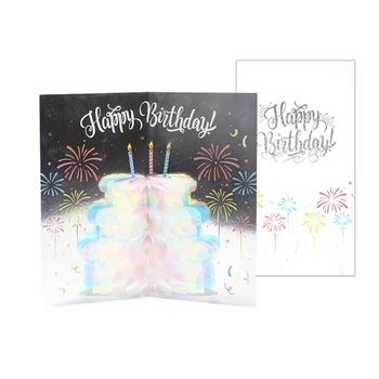 X6HD Поздравителна картичка честит рожден ден, за момичета, детски 3D торта за рождения ден на поп поздравителни картички, картички, подаръци с плик