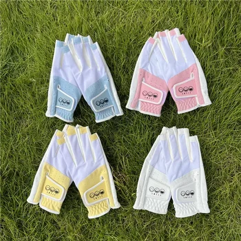 Корейската версия на двуручных женски ръкавици за голф с отворени нокти, износоустойчиви, мини, дишащи ръкавици за голф, висока еластичност