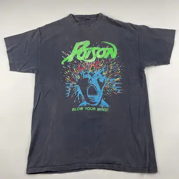 Реколта риза Poison 1988 година, невероятно въображение, с дълги ръкави голям размер