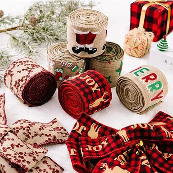 MissDeer 5 ярда весела Коледа, Мультяшные сатенени панделки за бантов, украса за бродерия, Опаковъчни материали