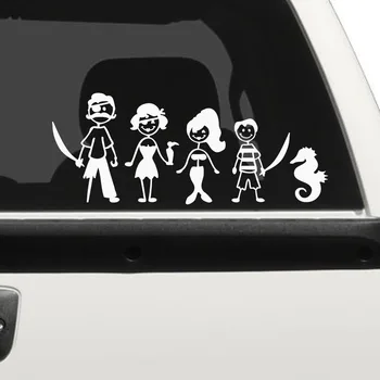 Водоустойчив и слънцезащитен стикер дан Tempelan Mobil PVC Kaca Belakang Stiker Mobil Keluarga Bajak Laut 10СМ * 25СМ