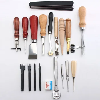 Комплекти инструменти за кожа, Кожени работни инструменти, на Ръба на инструмент за шиене, перфорация, Дърворезба, Работа САМ Professional