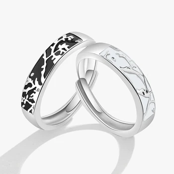 Елегантни пръстени за двойката KOFSAC с гора и птици, Новите модни бижута от сребро 925 проба, уникални сватбени пръстени за жени и мъже