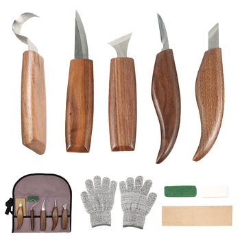 Набор от инструменти за дърворезба от 10 бр. Комплект ножове за дърворезба с пилинг-мелачка Точност на рязане гравиране инструмент за начинаещи деревообработчиков