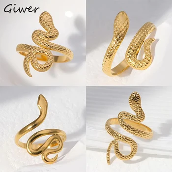 Пръстен със змия под формата на преувеличени змии за жени и мъже, индивидуално Регулируеми пръстени от неръждаема стомана, эстетичные украса за пънк-партита, отворен пръстен