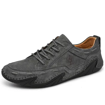 Мъжки обувки Модерен Мокасини от естествена кожа Дишаща Есенна Удобни ежедневни обувки дантела Улични мъжки маратонки на равна подметка 48