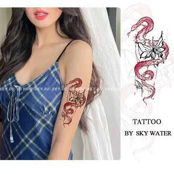 Секси ръка, водоустойчив временна татуировка, фалшиви татуировки за жени, Пъстра пеперуда, стикер във формата на змия, Стикери за тялото, за боядисване на тялото, Готини неща