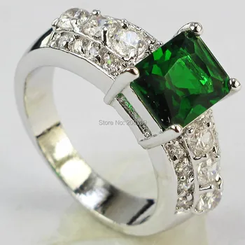 Страхотна мода 2,8 карата, зелен и син циркон тежък сребърен цвят пръстен 1226,28