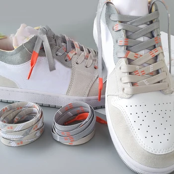 1 чифт Класически Връзки За Маратонки Тъканни обувки на плоска подметка Бяло-Сиви Ремък С Принтом Ластични Шнурове За обувки 100 см На експозиции 2023
