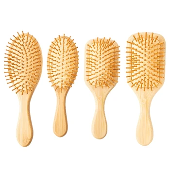 Бамбук гребен-гребло за коса, расчесывающая косата, което намалява завивание, массирующая кожата на главата за директни увивни сухи влажни гъсти тънка коса