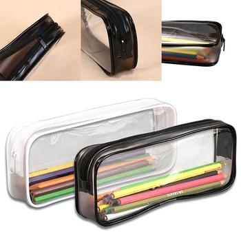 Мек Пластмасов Прозрачен молив случай за моливи, Прозрачна чанта за дръжки от PVC, Прозрачна чанта за канцеларски материали за учениците