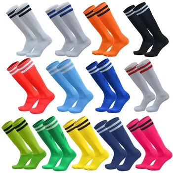 1 Чифт футболни спортни чорапи с дълги коляното от памук и ликра, детски гамаши, футболни и бейзболни чорапи за деца и възрастни по щиколотку