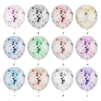 Комплект от 1 бр. 12-инчов Розови Латекс Конфети, балони за парти по случай рожден Ден, Прозрачни балони, Конфети, Прозрачни балони, зелени 12 инча