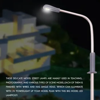 10 бр. Модел на led улична лампа с подсветка с една глава, оформление на влакове, пейзаж 1: 100