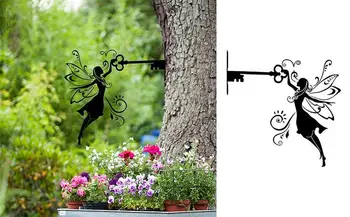 Статуята силует Феи, метал, желязо, Седнала в селски стил, Силует феи, градина, домашни стенни скулптура, тревата в задния двор, на външния декор
