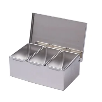 3-клетъчна кутия за подправки, кутия за съставките от неръждаема стомана, сирене сос, сол, кутия за захар, буркан за подправки, инструмент за печене.