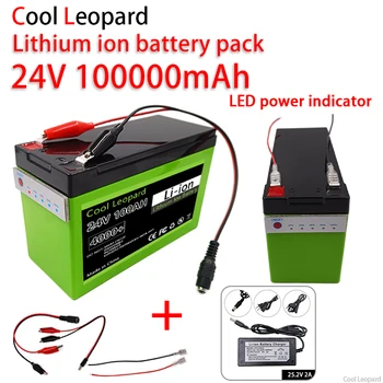 24V 100Ah Акумулаторна Литиева Батерия 18650 с Led Осветление, за Led Лампи Электромобиля Слънчева Акумулаторна Батерия + Зарядно Устройство 25,2 V